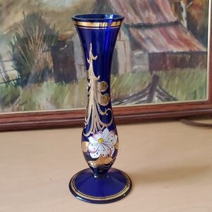 Vintage Cobaly Blue And Gold Vase